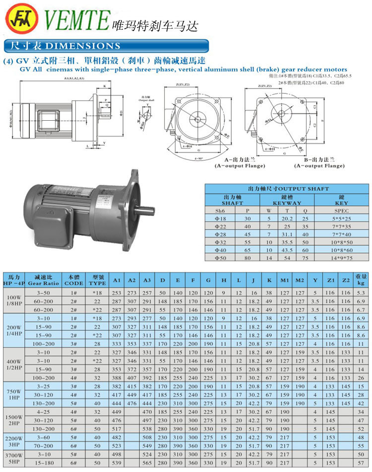 GV立式三項(xiàng)，單項(xiàng)齒輪減速馬達(dá)