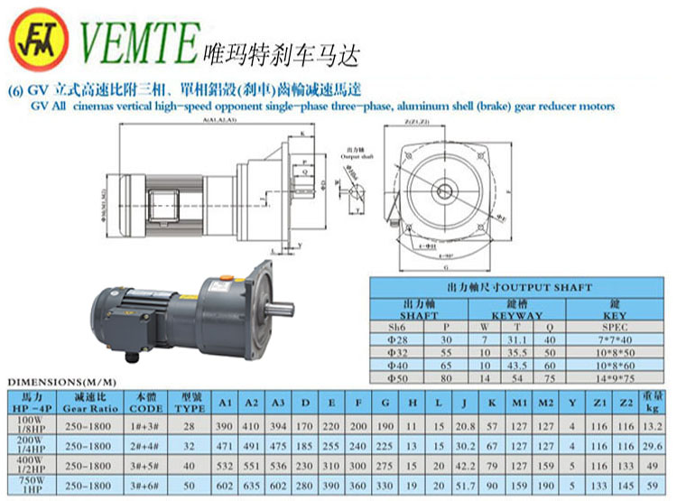 GV立式高速比付三項(xiàng)，單項(xiàng)鋁殼剎車齒輪減速馬達(dá)
